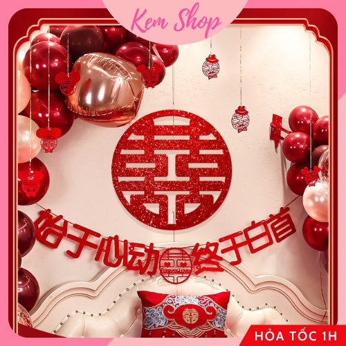 Chữ hỷ truyền thống giấy xốp kim tuyến sang trọng cao cấp trang trí đám cưới, tiệc cưới, xe cưới - Kem Shop K280