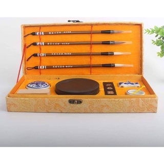 Bộ viết thư pháp thư họa văn phòng tứ bảo hộp gấm