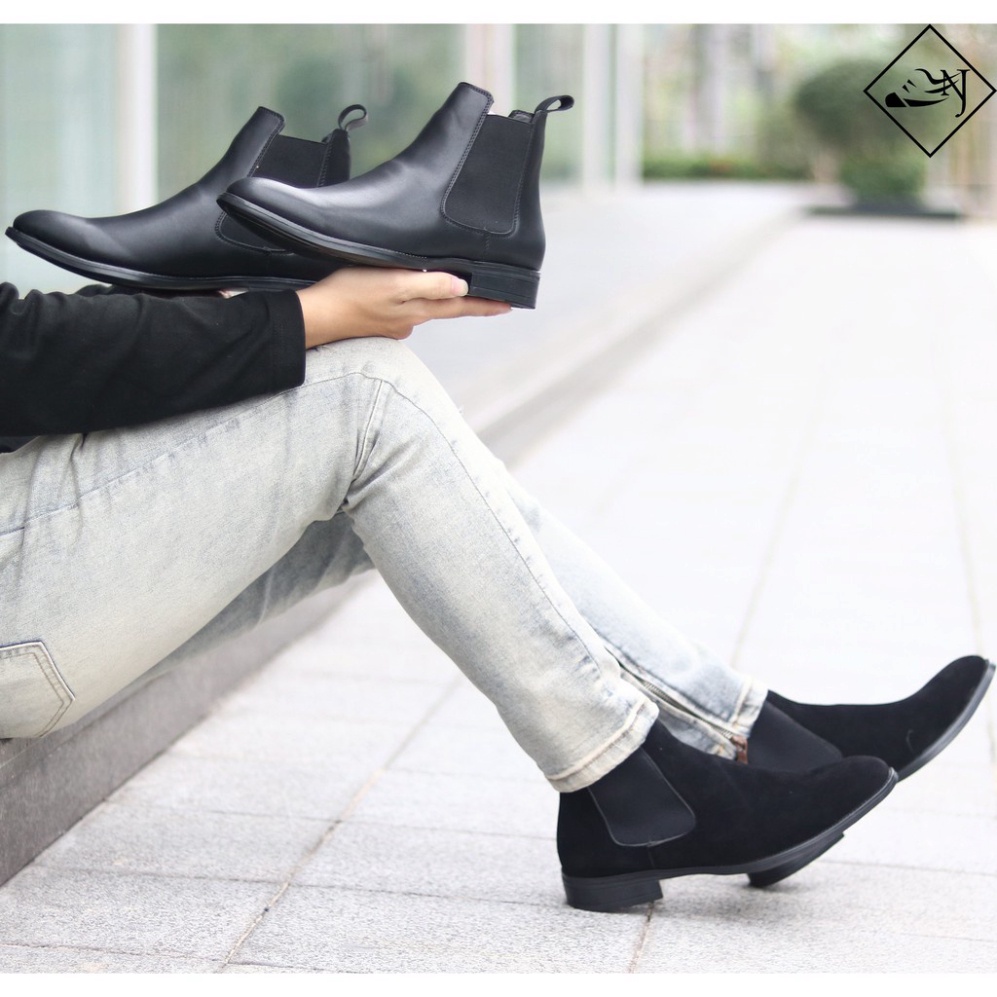 Giày thời trang nam Chelsea boots da bò nguyên tấm tăng chiều cao 3.5cm phong cách thanh lịch | BigBuy360 - bigbuy360.vn
