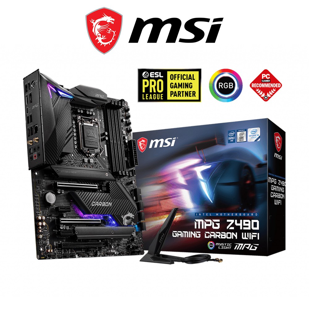 Mainboard MSI MPG Z490 GAMING CARBON WIFI Intel Z490, Socket 1200, ATX, 4 khe RAM DDR4