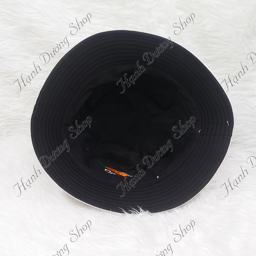 Mũ tai bèo 2 mặt thêu hình củ cà rốt thời trang phù hợp cho nữ