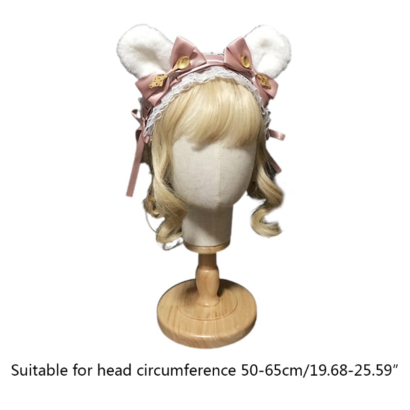 Băng Đô Nơ Tai Thỏ Bằng Vải Satin Phối Ren Dễ Thương Dành Cho Bạn Gái