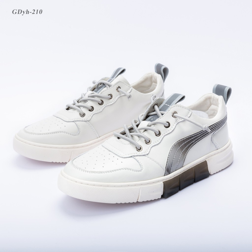 Giày nam màu trắng chất liệu da kiểu dáng sneaker thể thao cao cấp GDYH210 htstore