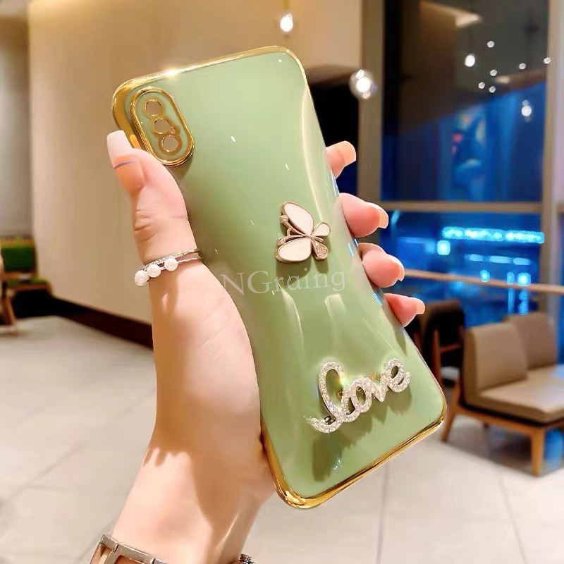 Ôp Điện Thoại Silicon Dẻo Họa Tiết Bươm Bướm Trái Tim Lấp Lánh Sang Trọng Cho honor x6 x8 4g 5g Ốp