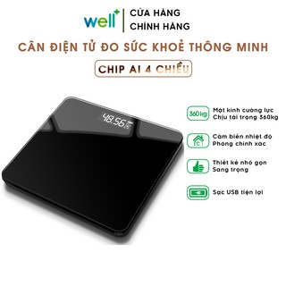 Cân Điện Tử Màn Hình LCD Thông Minh Thiết Kế Siêu Mỏng Với Công Nghệ Step On - Cân Sức Khoẻ Sạc USB