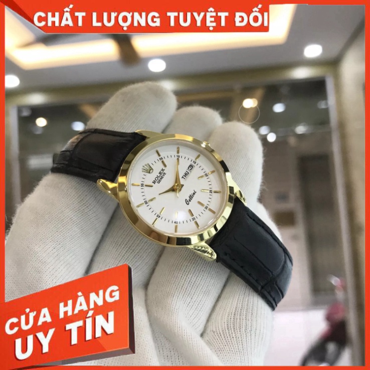 Đồng Hồ Nữ RoLex Sapphire R028 Mặt trơn 2 lịch Máy Pin Nhật chống xước Tuyệt đối