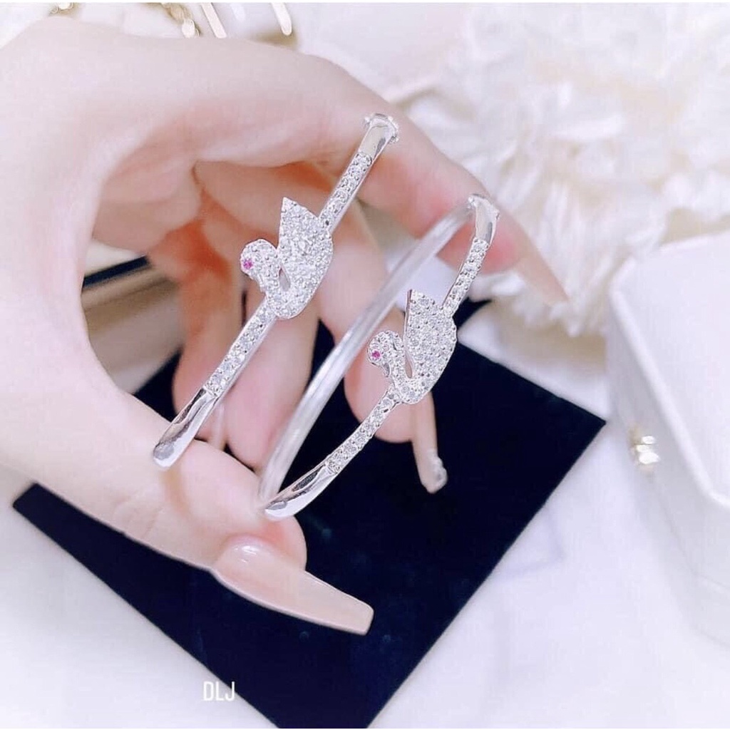 Lắc tay nữ thiên nga đính đá chuẩn bạc ta siêu xinh - Kho sỉ bạc Nhất Linh