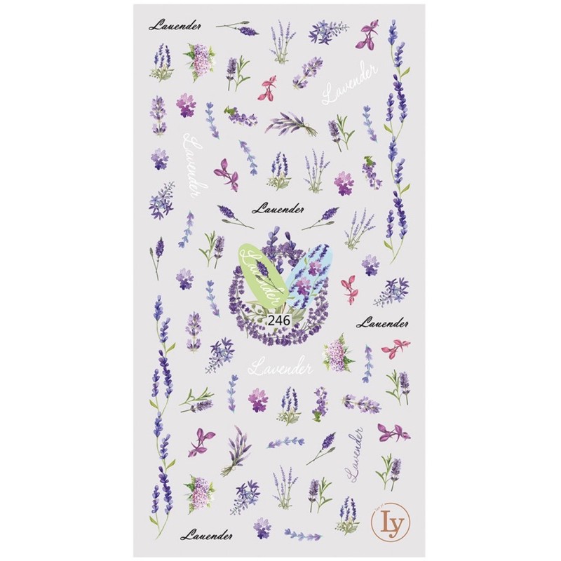Sticke, hình dán móng tay hoạ tiết hoa tím Lavender trang trí móng tay nghệ thuật nail