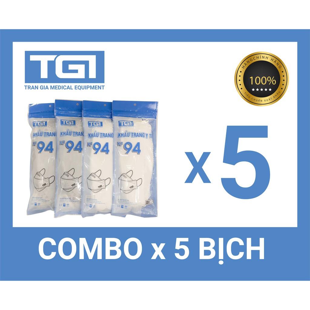 COMBO 50 CHIẾC KHẨU TRANG Y TẾ TGI KF94 - CHÍNH HÃNG (5 BỊCH)