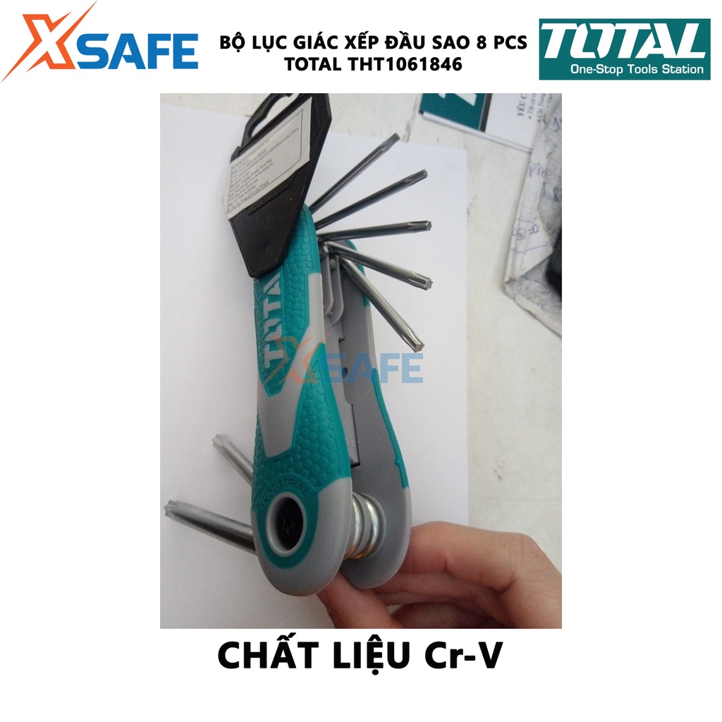Bộ lục giác bông dạng xếp TOTAL THT1061846 8 chi tiết kích thước 2-8mm dùng vặn mở các khóa lục giác - chính hãng