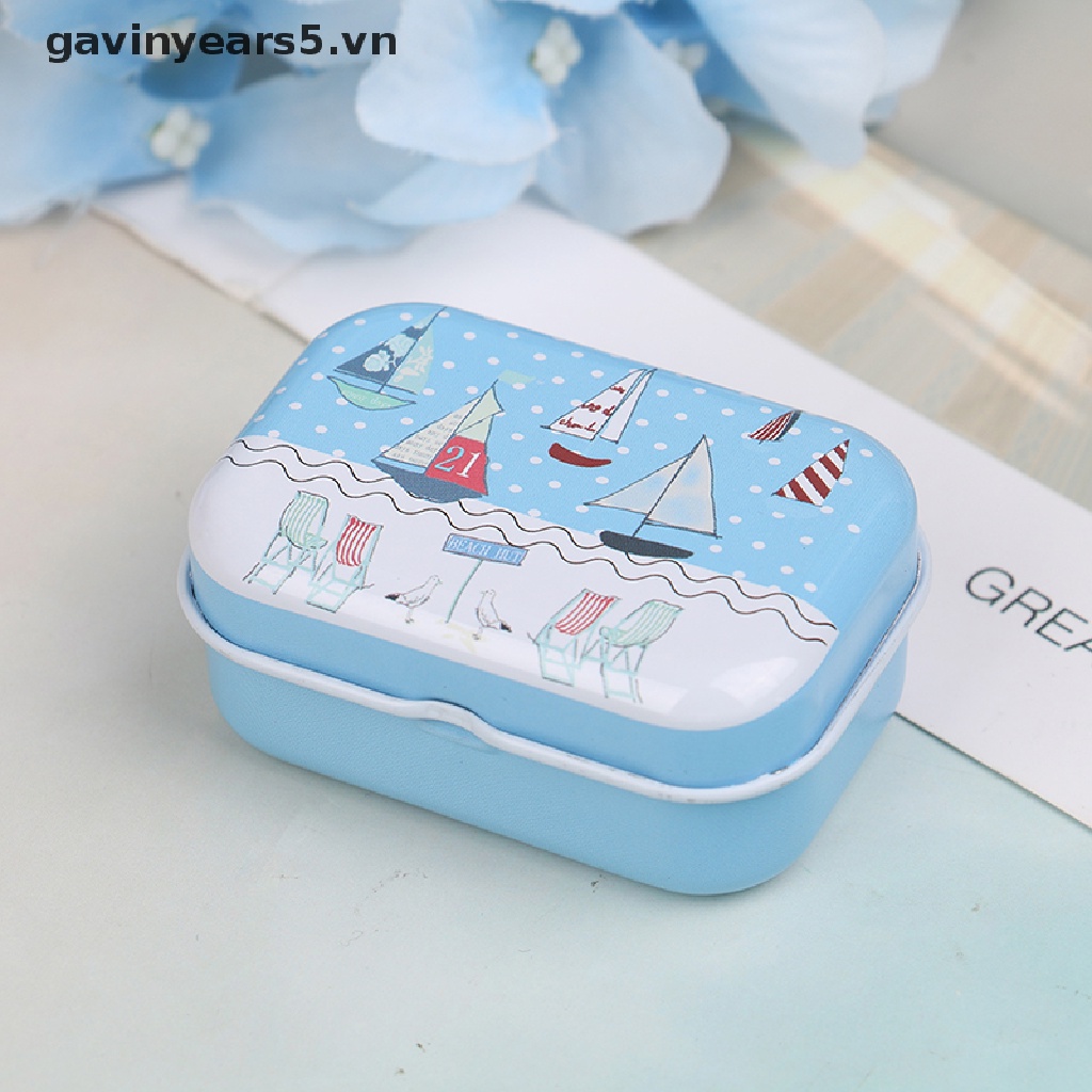 [gavin] Hộp Thiếc Mini Hình Chữ Nhật Đựng Trang Sức / Đồng Xu / Đi Biển