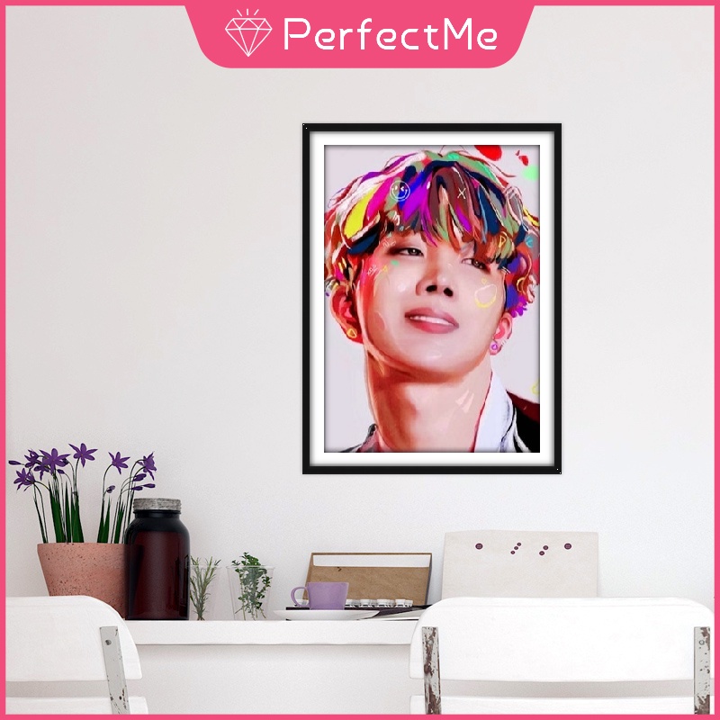 Bộ tranh đính đá 5D họa tiết BTS độc đáo kích thước 30x40cm DIY dùng trang trí