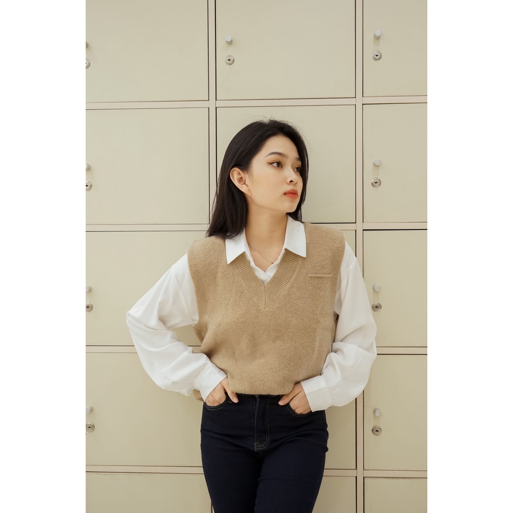 Áo len gile hoạ tiết trơn basic Pentagon [ Méo Shop ] | BigBuy360 - bigbuy360.vn