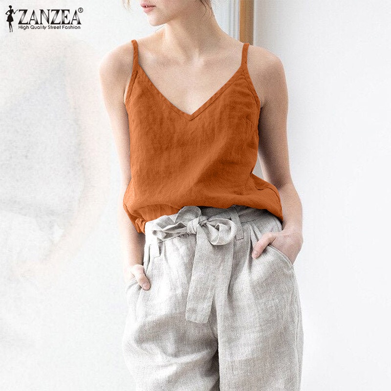 Áo hai dây ZANZEA không tay cổ chữ V thời trang quyến rũ cho nữ