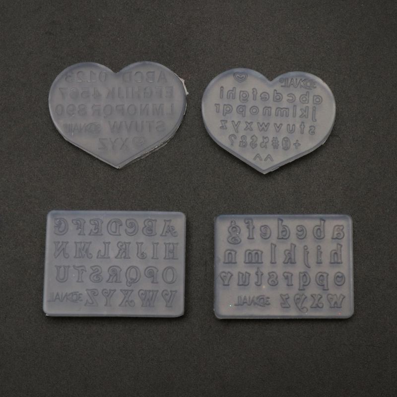 Bộ 2 Khuôn Silicone 3mm Làm Mặt Dây Chuyền Hình Chữ Cái / Số