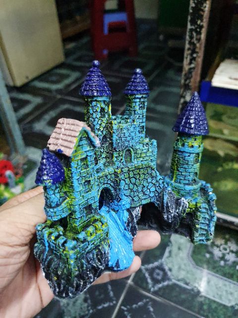 LÂU ĐÀI TRANG TRÍ HỒ CÁ NON BỘ 14x7x13cm MẪU 1