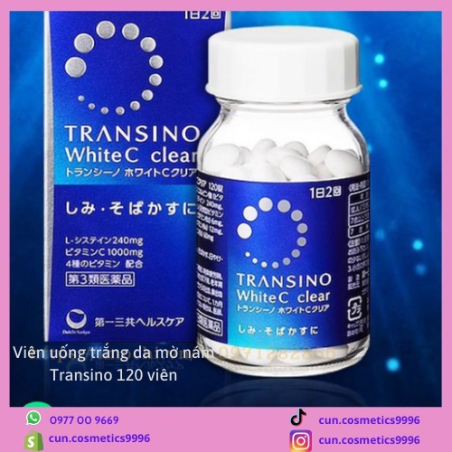 TRANSINO XANH 120 viên Viên uống trị_nám, trắng_da Transino White C