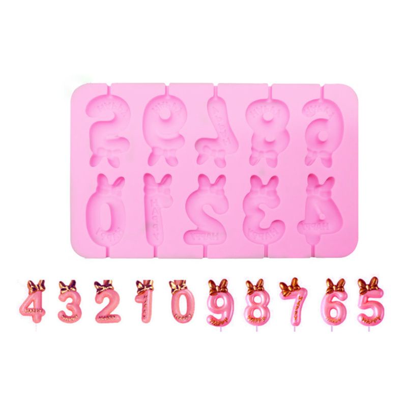 Set 2 khuôn silicon làm kẹo mút từ số 0-9 trang trí tiện dụng DIY