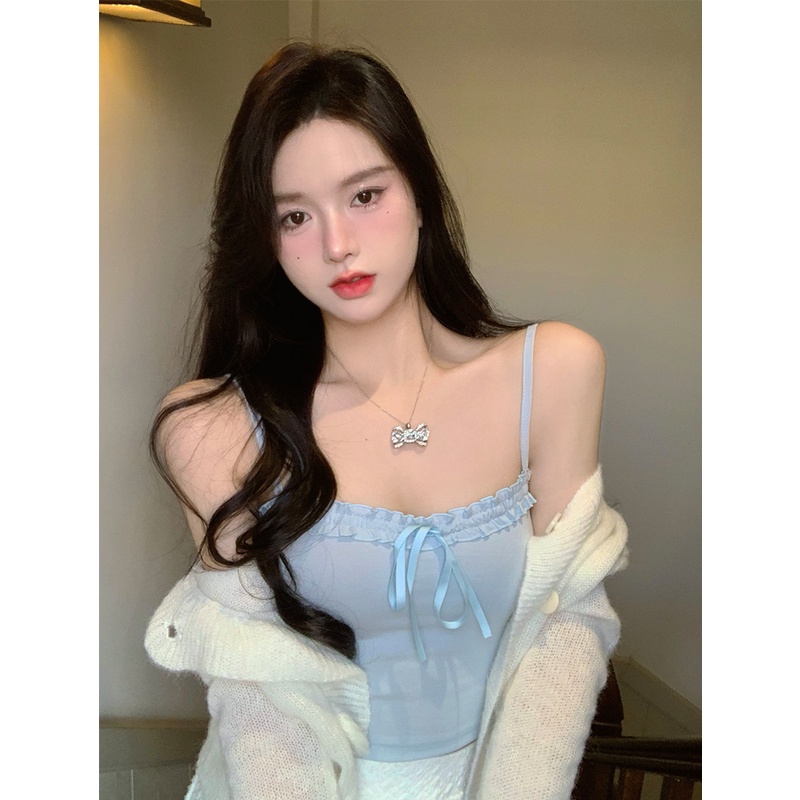 Cocory vn Áo Croptop Dệt Kim Trễ Vai Màu Sắc Trơn Thiết Kế Quyến Rũ