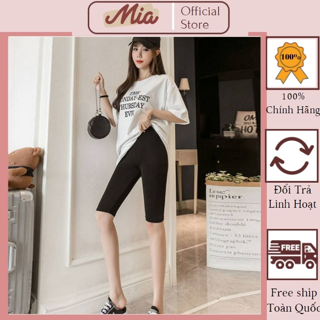 Quần legging lửng nữ, quần legging đùi lửng biker cạp cao vải thun co giãn ngố mặc ở nhà dáng ôm bó tập gym yoga Bigsize