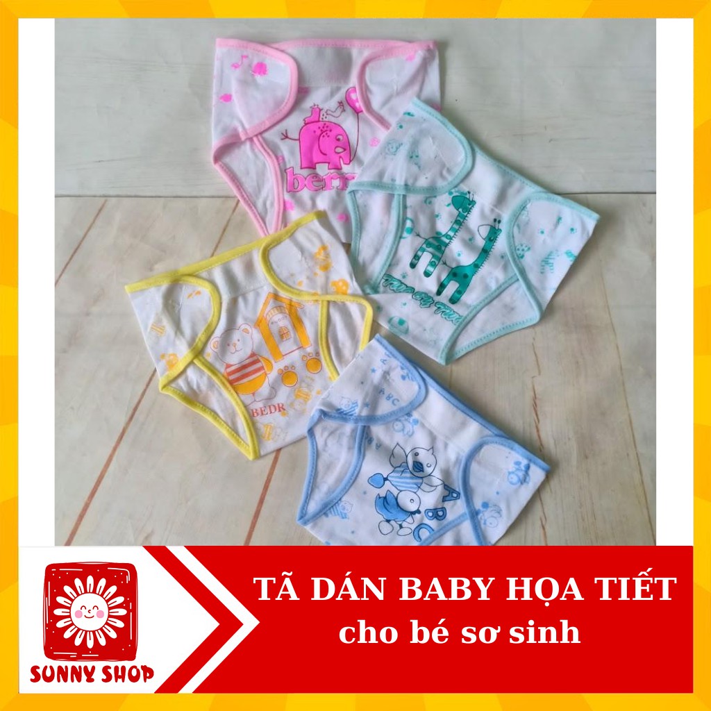 Tã vải dán Cotton họa tiết/ Quần đóng bỉm cho bé sơ sinh