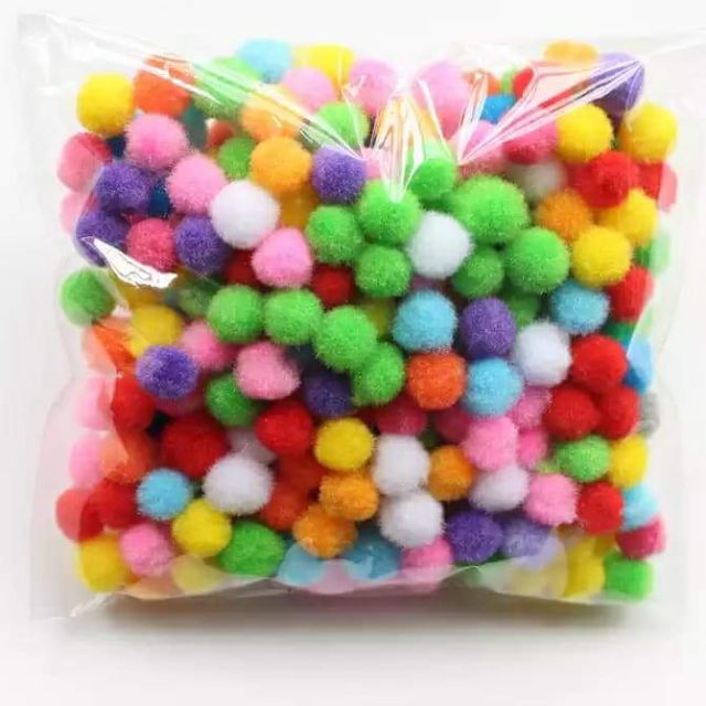 Pom Pom 100 Viên Mix Màu Trang Trí Noel Giáng Sinh Tết Cục Bông Hoa Gạo Gpma Pompom 1.0Cm 1.5Cm 2.0Cm 2.5Cm 3.0Cm
