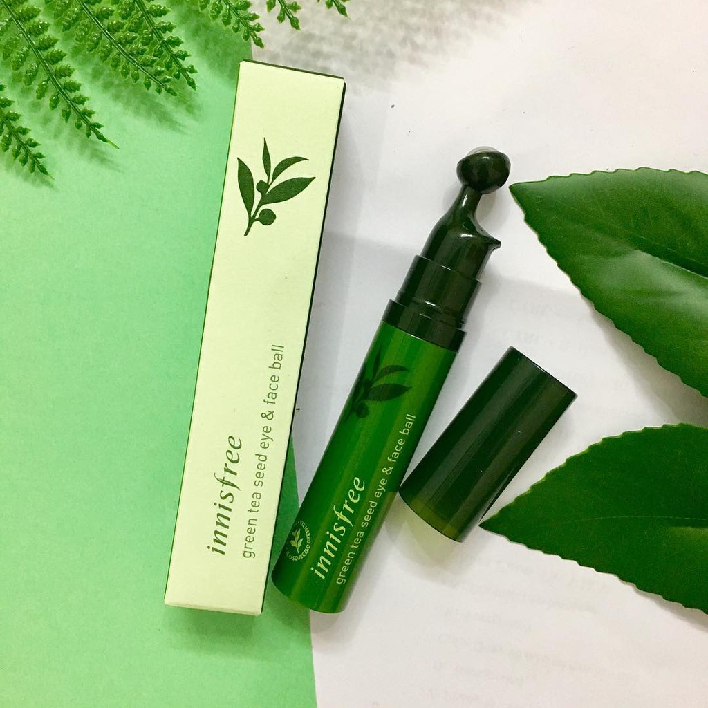 Thanh lăn tinh chất dưỡng mắt innisfree Green tea seed eye &amp; face ball 10ml