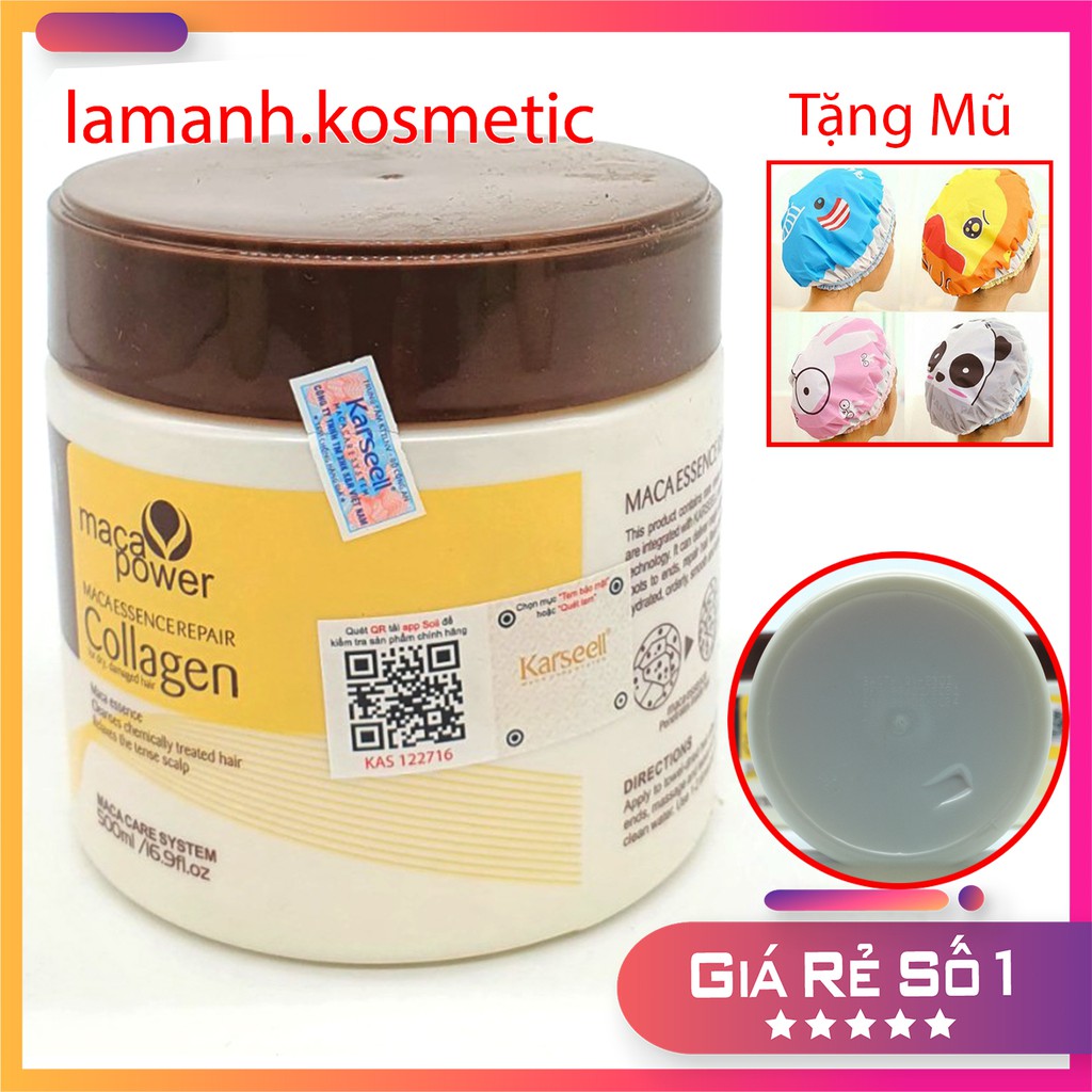 Kem ủ tóc collagen karseell maca phục hồi tóc mềm mượt hương thơm nước hoa quyến rũ, ủ lạnh, nóng, hũ – túi 500ml