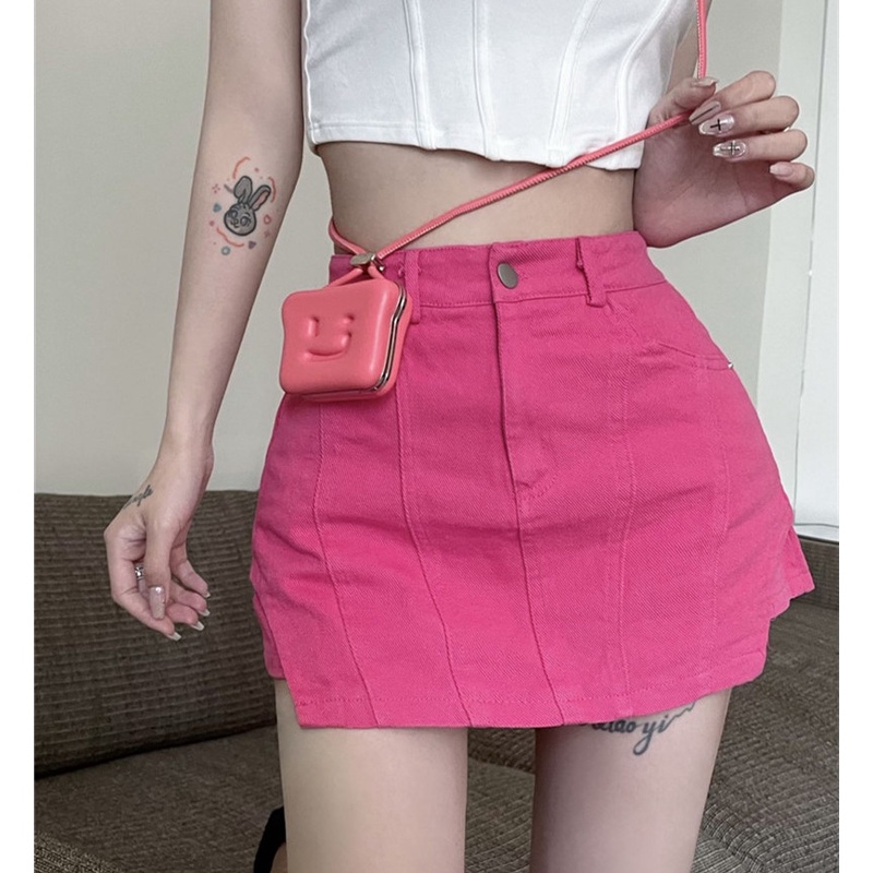 Chân Váy Denim Lưng Cao Thời Trang Dành Cho Nữ