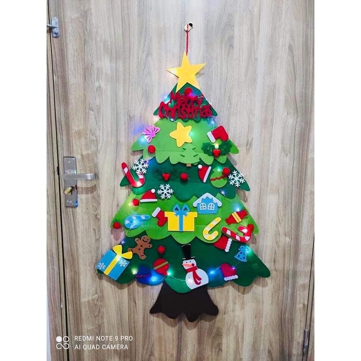 [Tặng đèn led] Đồ chơi con tự trang trí cây thông Noel bằng vải nỉ