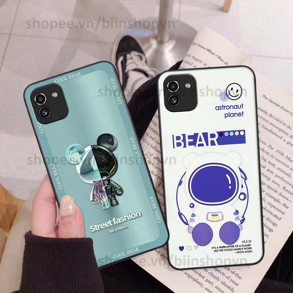 Ốp Samsung A03 hình gấu bear brick đẹp độc lạ, thời trang, cá tính