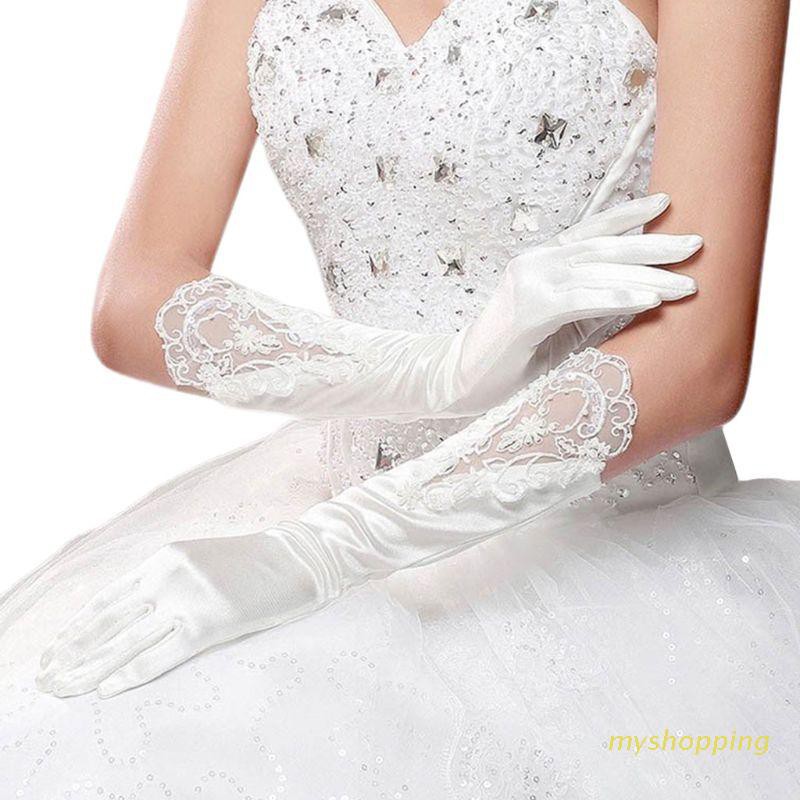 Ivy Bride Full Finger Long White Gloves Fashion Wedding Dress Accessories Lace Glove Party Cosplay Props