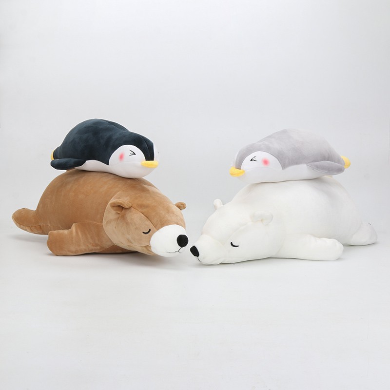 30-50cm Thú nhồi bông hình chú chim cánh cụt gấu đang nằm dễ thương Polar bear plush toys sofa cushions children's dolls