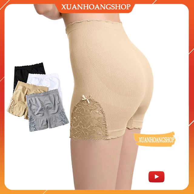 Quần Mặc Trong Váy Lót Bảo Hộ Đùi, Nâng Mông Gen Bụng Free Size, Da, Đen