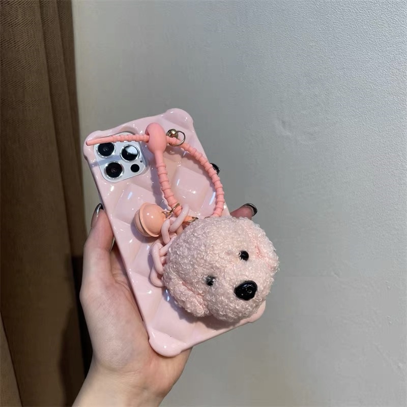 Ốp Điện Thoại TPU Mềm Hình Cún Bông Gắn Dây Xích Cho Iphone 14 13 12promax 11 pro max xs max xr x 7plus