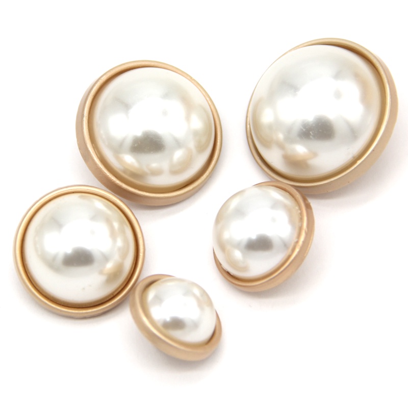 Set 6 Nút Tròn Lớn 15 / 20 / 25mm Bằng Kim Loại Đính Ngọc Trai Trang Trí Áo Khoác Blazer Thời Trang