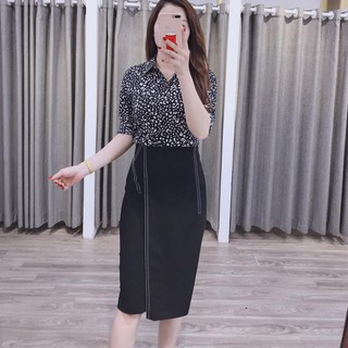 ( Chân váy bút chì công sở 2 kẻ vạt )