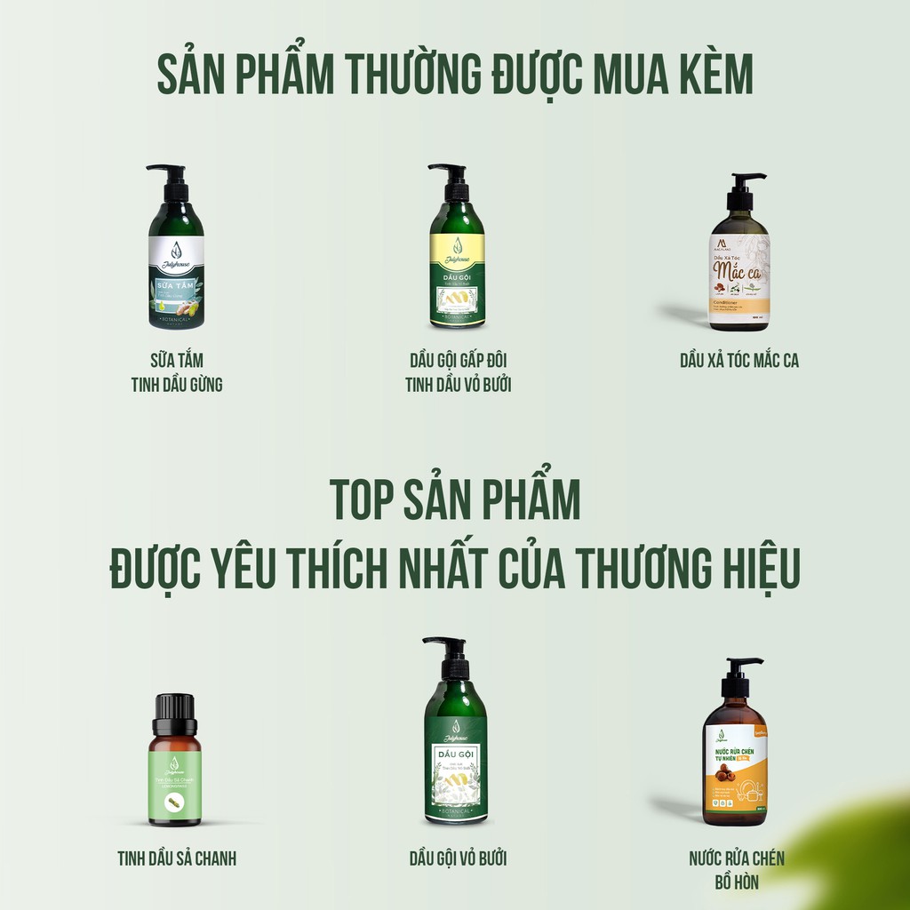 Combo kích thích mọc tóc: Dầu gội tinh dầu Bưởi 300ml và Serum dưỡng tóc tinh dầu Bưởi 100ml JULYHOUSE