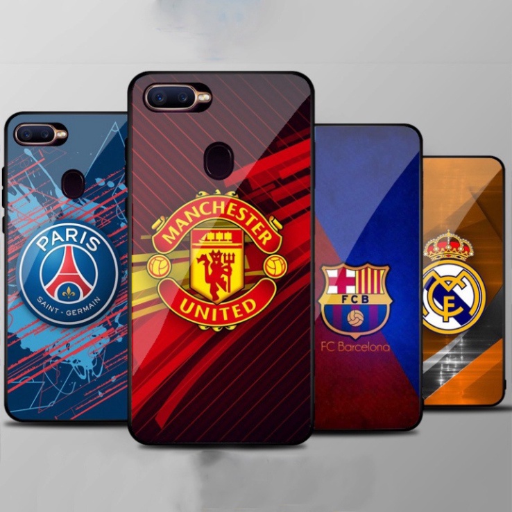 Ốp Lưng OPPO A12/A7/A5s/F9, REALME 2 PRO mặt kính cường lực cao cấp In hình Câu Lạc Bộ Bóng Đá