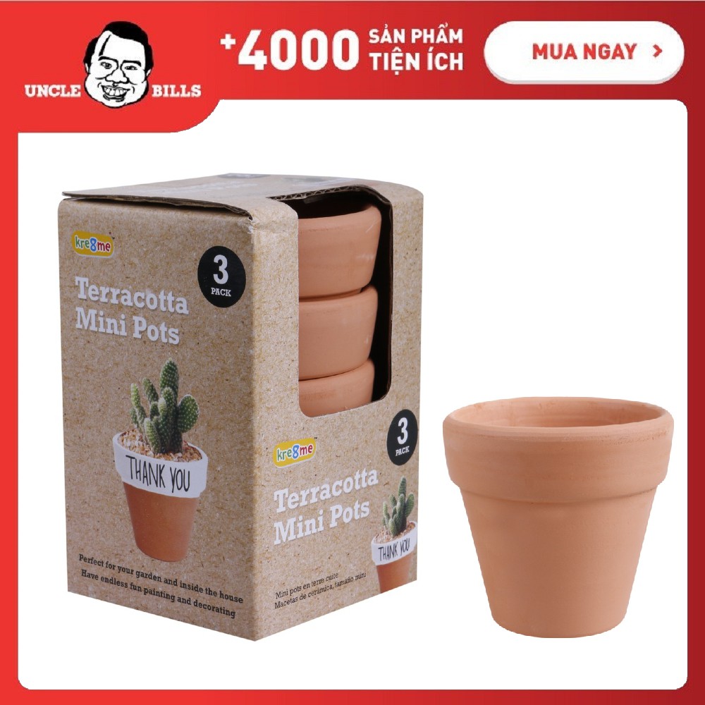 Chậu gốm mini 3 cái/bộ Uncle Bills QB0285