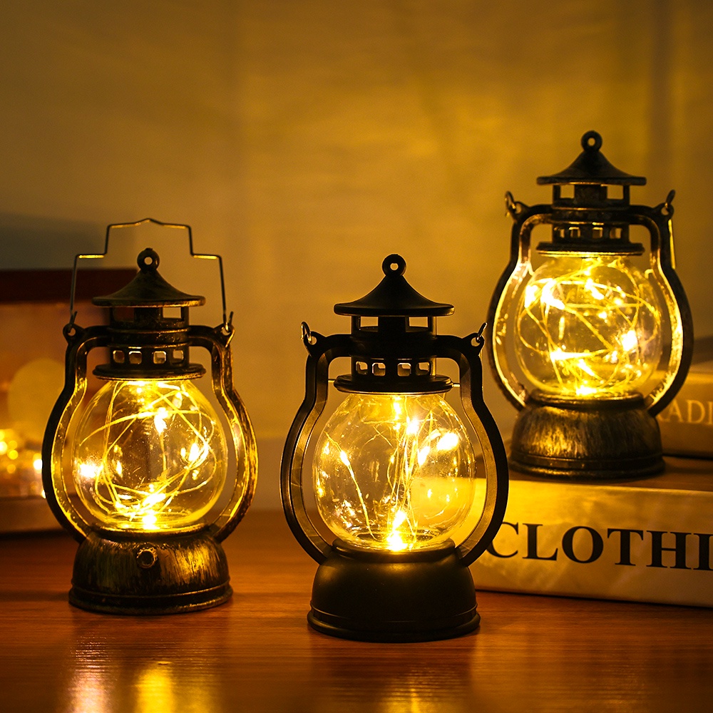 Đèn Ngủ Để Bàn Bằng Sắt Màu Đen Phong Cách Retro