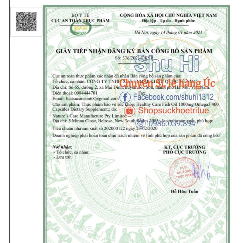 Viên uống bổ sung dầu cá Úc Healthy Care Fish Oil 1000mg Omega 3 400 viên