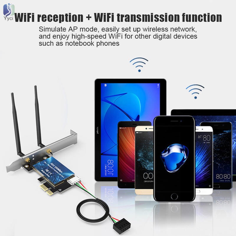 Yy EDUP 1200Mbps PCI-E WiFi Wireless Card Adapter Bluetooth 4.1 for Desktop PC @VN