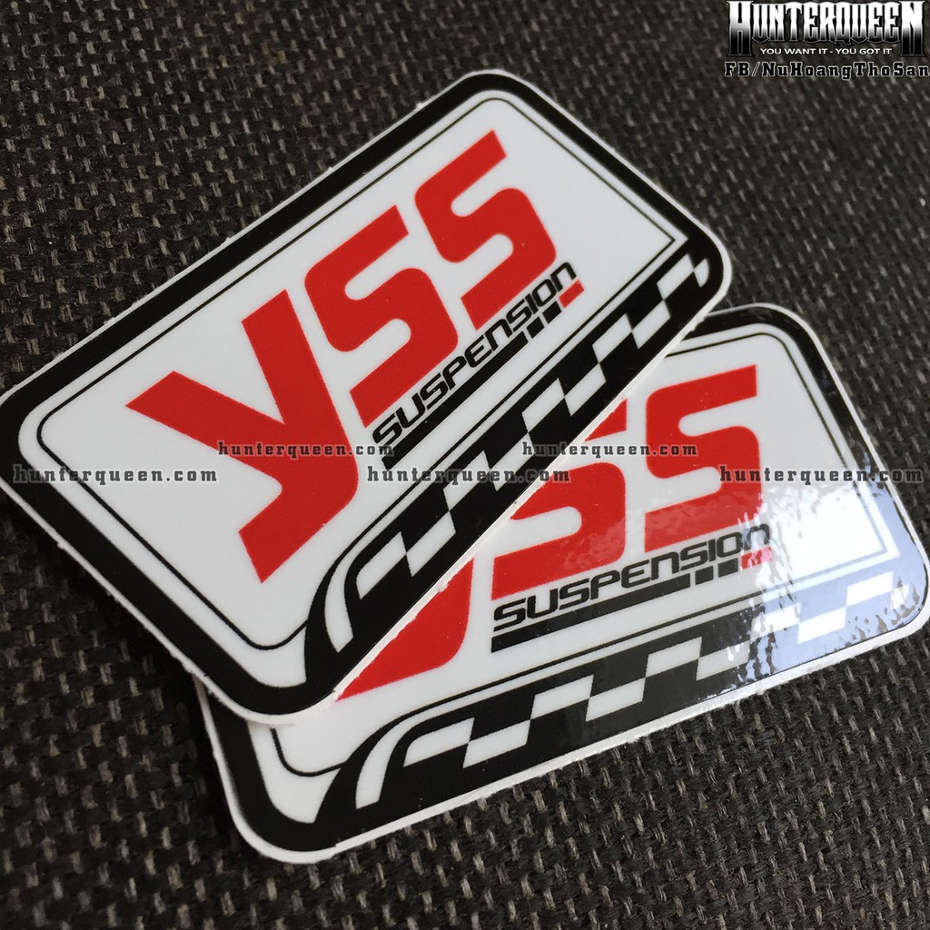 YSS [8x4.3cm] decal cao cấp chống nước, sắc nét, bền màu, dính chặt. Hình dán logo trang trí mọi nơi, in theo yêu cầu