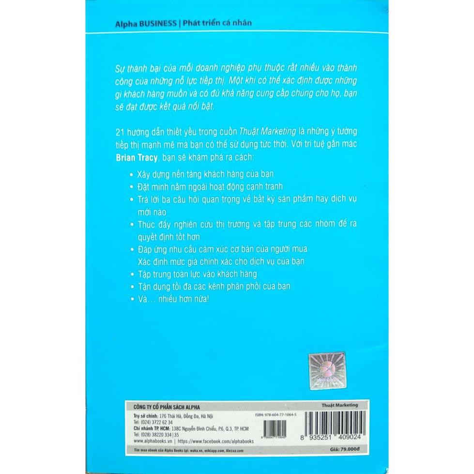 Sách-Brian Tracy-Thuật marketing tái bản 2018 [AlphaBooks]