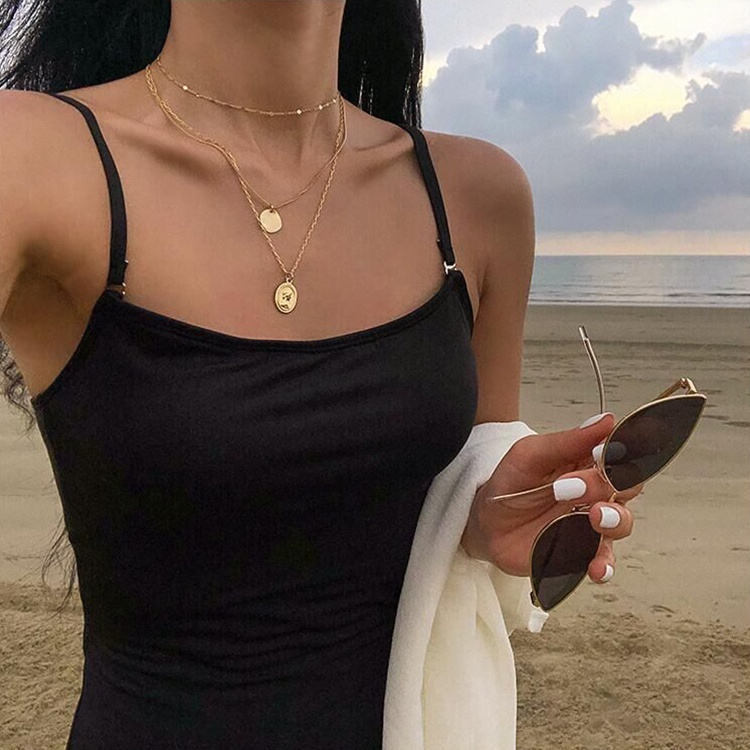 Dây Chuyền Mạ Vàng/ Bạc Nhiều Lớp Phong Cách Hàn Quốc Cho Nữ