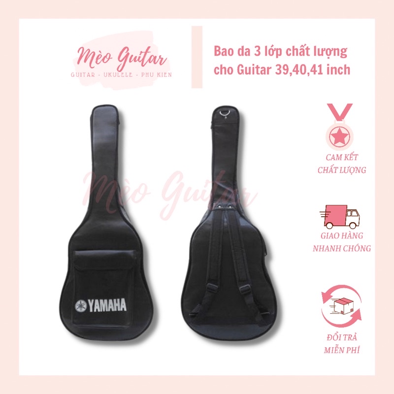 Bao da 3 lớp cho đàn Guitar 39 40 41 inch chắc chắn chất lượng | bao da chống thấm nước cho đàn guitar Mèo Guitar