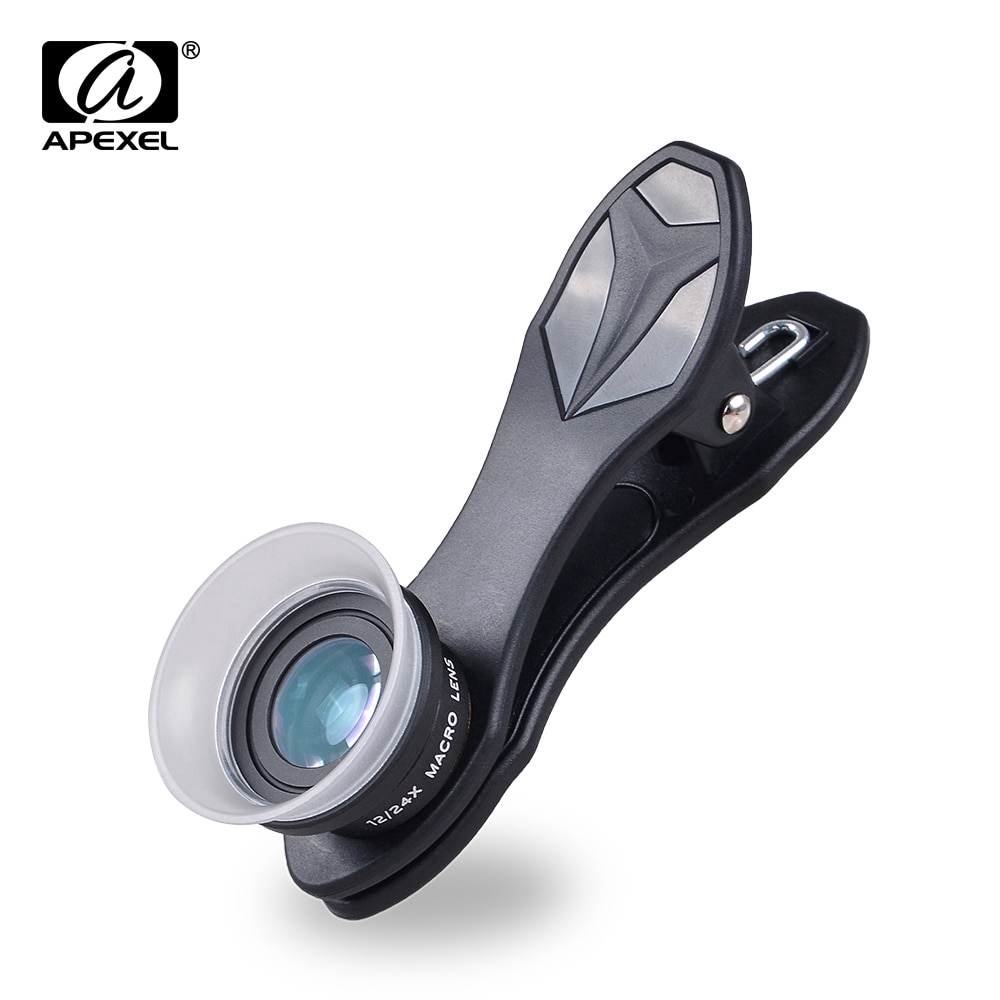 Bộ Lens APEXEL 2 Trong 1 Kẹp Điện Thoại 12 X Macro + 24 X Cho Iphone 7 6s thumbnail