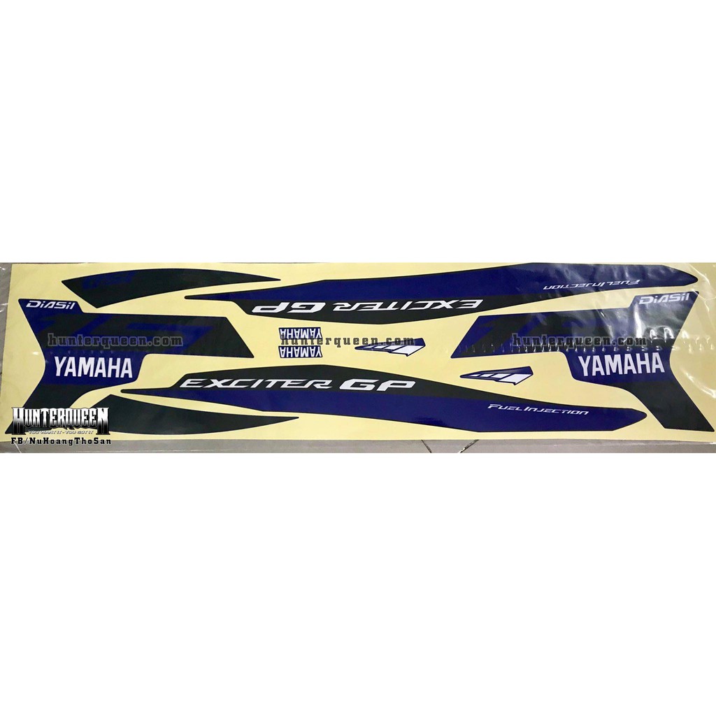 Tem in UV cao cấp. Exciter 150 GP 2019. Decal tem xe ép nhiệt kích thước chuẩn.