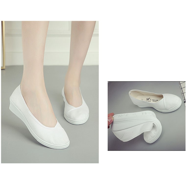 Giày y tá IELGY màu trắng đế thấp thoáng khí thoải mái kích thước 35-40